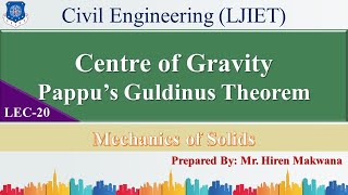 LECTURE 20  PAPPUS GULDINUS THEOREM  CENTRE OF GRAVITY [upl. by Sacram551]