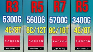 R3 5300G VS R5 5600G VS R7 5700G VS R5 3400G ON 1080P WHICH IS MOST VALUE APU IN 2021 [upl. by Esir]