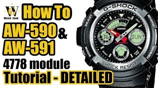 GShock AW590  module 4778 tutorial on how to setup and use all the functions [upl. by Manda]