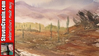 Watercolour painting tutorial featuring an Arizona desert scene [upl. by Egedan]