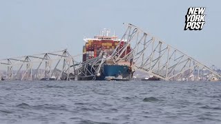 Video shows destruction in aftermath of Baltimores Francis Scott Key Bridge collapse [upl. by Nhar766]