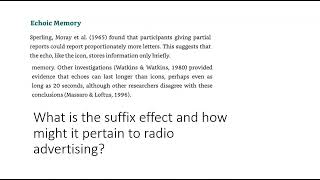 PSYC 3360 Chapter 5 part 3 Iconic Echoic Sensory Memory [upl. by Elletsyrc]