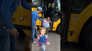 Getting off the bus  1st day of Kindergarten amp 2nd Grade [upl. by Fagan]