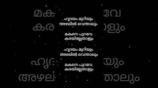 malayalam song lyrics vaazhamakane hridayam muriyumshorts [upl. by Carli]