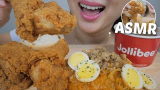 JOLLIBEE Viral Crispy Chicken Skin and Rice with Palabok ASMR Relaxing Crunchy Eating Sounds  NE [upl. by Lorelle]