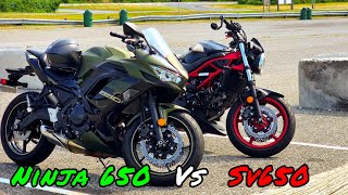 2024 Ninja 650 vs SV650  Kawasaki vs Suzuki  Which one wins  Motovlog [upl. by Aciemaj]