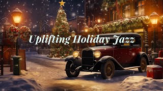 🎶 1920s Uplifting Christmas Jazz Night Snowy Town Square amp Gas Lamp Glow ❄️🎄 [upl. by Herring584]