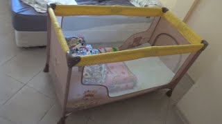 Lorelli San Remo Baby Cot 1 Layer BeigeampYellow Happy Family Review [upl. by Aradnahc]