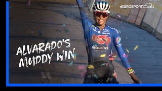 CARMEN ALVARADOS MUDDY WIN 🙌  Womens Cyclo Cross Superprestige  Eurosport Highlights [upl. by Ahseid415]