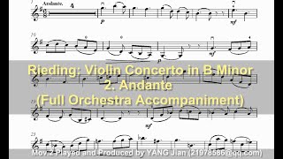 Full Orchestra Accompaniment Oscar Rieding Violin Concerto in B Minor Op 35  2 Andante [upl. by Tengdin392]