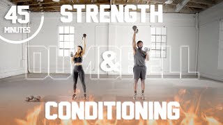 45 Minute Strength amp Conditioning Workout Dumbbells  CardioHIIT [upl. by Grieve946]