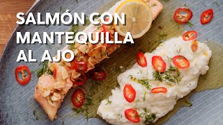 Receta keto Salmón con mantequilla al ajo [upl. by Aronoel]