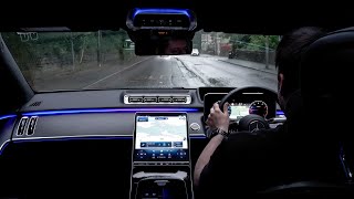 ASMR Rainy Night Drive in the 2024 Mercedes SClass S500 4MATIC  Ultimate Relaxation [upl. by Annol100]