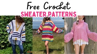 25 FREE Crochet Sweater Patterns  Easy Crochet Pullover Patterns crochet crochetsweater [upl. by Aisat]