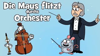 ♪ ♪ Kinderlied Instrumente  Die Maus flitzt durchs Orchester  Hurra Kinderlieder [upl. by Andonis]