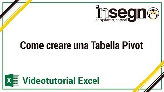 Excel Lezione 3  Come creare una tabella pivot [upl. by Norra]