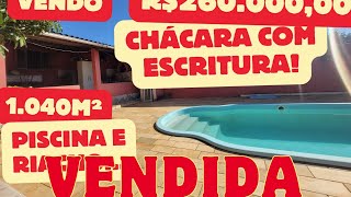 125 VENDIDO CHÁCARA COM ESCRITURA DEFINITIVA PISCINA E RIACHO R 26000000 IBIUNA SÃO PAULO [upl. by Sukramal]