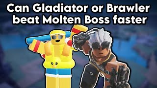 Can Gladiator or Brawler beat Molten Boss faster  Tower Defense Simulator [upl. by Lehpar]