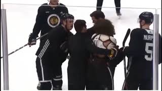 Jonathan Toews fights Duncan Keith at Practice [upl. by Collie662]