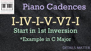 How to Play Piano Chord Progression I IV I V V7 I Cadence Start in 1st Inv Example in C VIDEO 2 [upl. by Aroel]