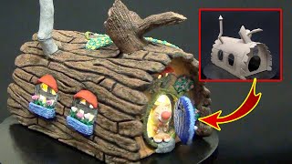 DIY Fairy House using Cardboard and Paper Clay  How to make a fairy garden house from cardboard [upl. by Ynohtnael156]