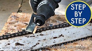 How to Sharpen a Chainsaw Chain  Using Dremel Sharpening Kit  Chain Saw Blade Sharpening [upl. by Aliehs752]