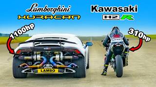 Lamborghini Huracan Turbo vs Kawasaki H2R DRAG RACE [upl. by Llenrad]