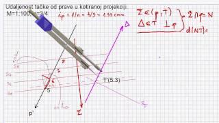 Udaljenost tačke od prave u kotiranoj projekciji [upl. by Stier]