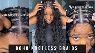 How to One Strand Boho Knotless Braids Two Methods Detailed Tutorial beginner friendly [upl. by Tiffanie469]