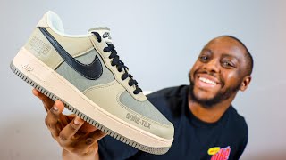 Air Force 1 GoreTex Rattan Moon Fossil On Foot Sneaker Review QuickSchopes 294 Schopes D02760 206 [upl. by Allerim]