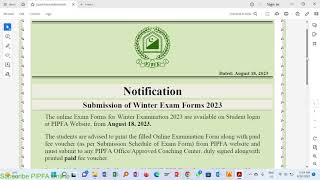 Winter 2023 Form Submission Notice PIPFA examination notice [upl. by Yhtuv463]