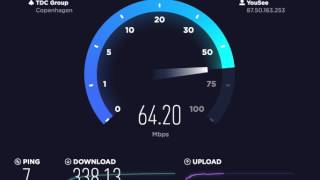 Speed Test TDC  YouSee Hastighedstest København K BredbåndCoax Copenhagen Denmark [upl. by Swigart233]