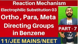 Reaction Mechanism 07 Electrophilic Substitution 03 Effect of Substituent on Reactivity Of Benzene [upl. by Nylzor]