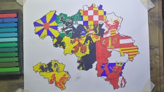 Drawing Belgium province flag maps  Belgian flag map  België  Belgique  Belgien [upl. by Erlin]