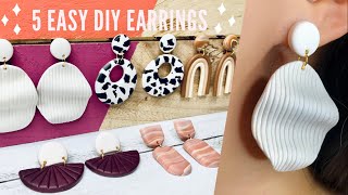 5 Easy DIY Earring  DIY Polymer Clay Earrings using Household Items  Trendy Statement Earring [upl. by Assetan295]