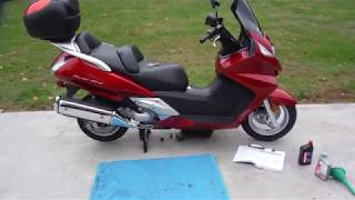 Oil Change on a Honda Silverwing FJS600 scooter [upl. by Yanarp253]