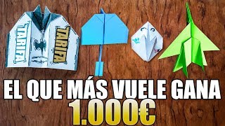 EL AVION DE PAPEL QUE MAS VUELE GANA 1000€   COMPETICIÓN AVIONES DE PAPEL  bytarifa [upl. by Orelu]