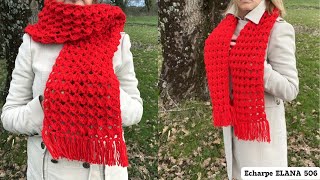 Comment faire une ECHARPE au crochet accompagnée du diagramme  tutofacile pour débutants [upl. by Ynatsyd]