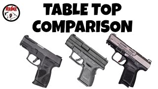 CANIK TP9 ELITE SC VS SPRINGFIELD ARMORY XD9 SUBCOMPACT VS TAURUS G2C COMPARISON [upl. by Rod]