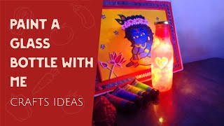 how to decorate glass bottle at home easily viralvideos creative homedecor glassbottleart [upl. by Elgna]