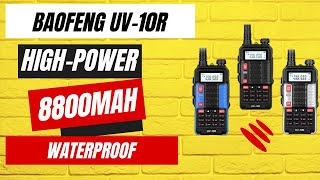 Baofeng UV10R Highpower Walkie Talkie 16W 8800mAh Waterproof Portable Twoway Radio Flashlight [upl. by Ecnerwaled]