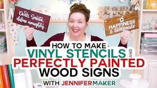 How to Perfectly Paint Wood Signs with Make Vinyl Stencils Made on Your Cricut [upl. by Nedrob618]