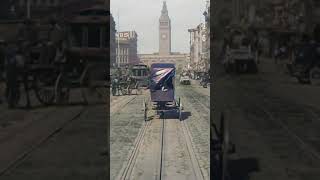 Restored footage of San Francisco in 1906  Traveling down Market Street in a horsedrawn carriage [upl. by Yand222]