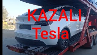 KAZALI TESLA Elektronik hasarı olan müşteri aracının onarım süreci başladı [upl. by Ainevuol]