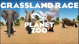 Grassland Animal Race in Planet Zoo  Featuring Elephants Lion Komodo Dragon Meerkat and More [upl. by Adan901]