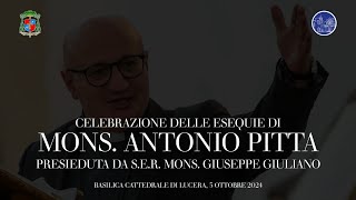 Celebrazione delle esequie di mons Antonio Pitta  Lucera 3102024 [upl. by Yecak]