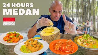 24 HOURS in MEDAN 🇮🇩 DURIAN  NOODLES  SEAFOOD  Indonesian street food in North Sumatra [upl. by Hezekiah]