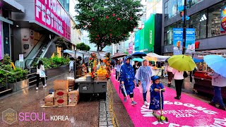 Walking from Myeongdong to Jongno on a rainy day •4k Seoul Korea [upl. by Gusty606]