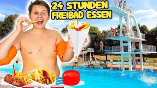 24 STUNDEN nur FREIBADSCHWIMMBAD ESSEN🍟🏊🏼MIT RIESEN XXL SCHWIMMBAD😰 [upl. by Ojyram103]