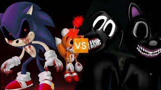 Sonicexe e tails Doll vs Cartoon Cat e Cartoon Dog batalha de rap animations Battle Stickman [upl. by Serene]